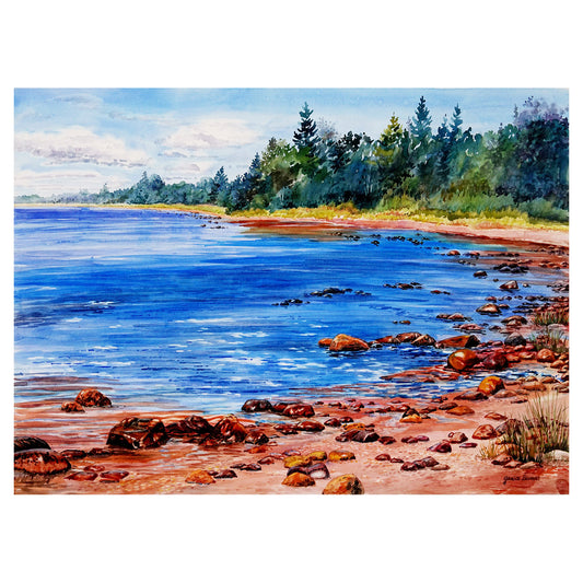 Enjoy the beauty of the Great Lakes in your home or office with&nbsp;Rocky Shoreline is an original painting by Michigan Artist Janice Dumas.