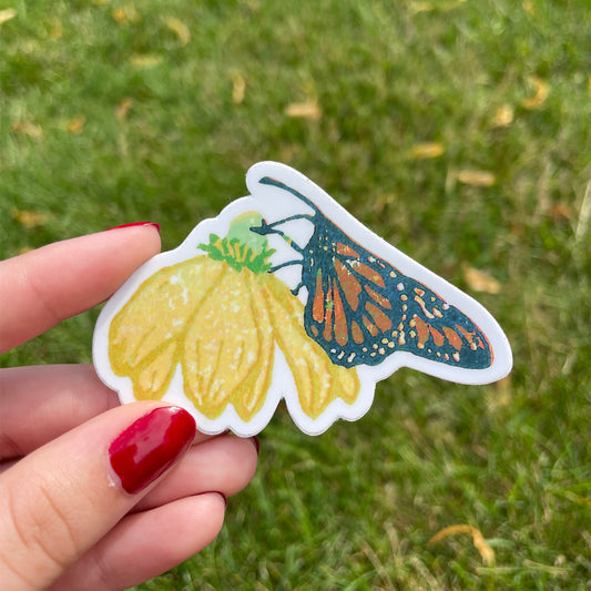 Monarch on a Coneflower Vinyl Sticker
