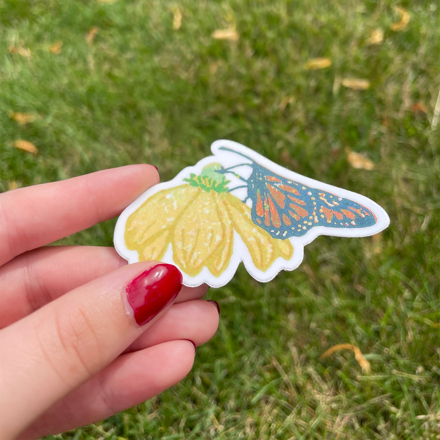 Monarch on a Coneflower Vinyl Sticker