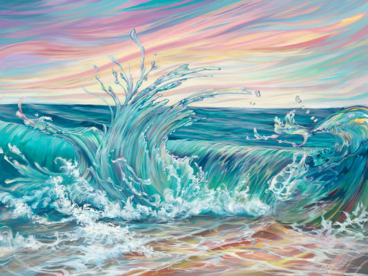 Summer Splash fine art print by Michigan artist Mary Bea McWatters featuring a whimsical view of waves breaking.