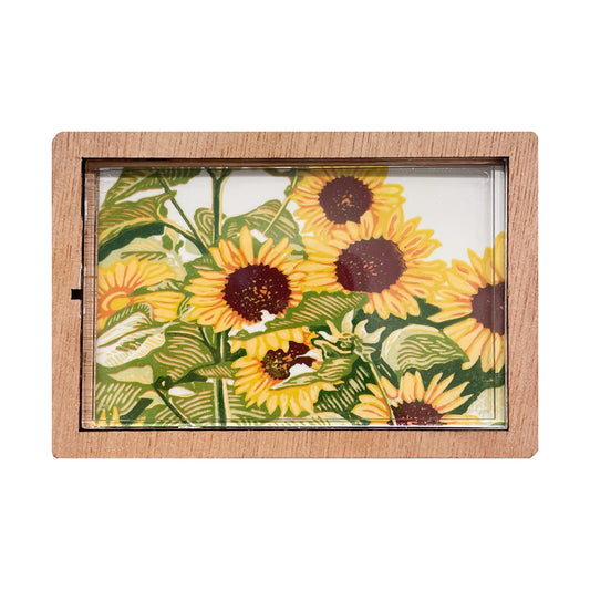 Sunflower Patch Magnet block print design by Natalia Wohletz of Peninsula Prints.