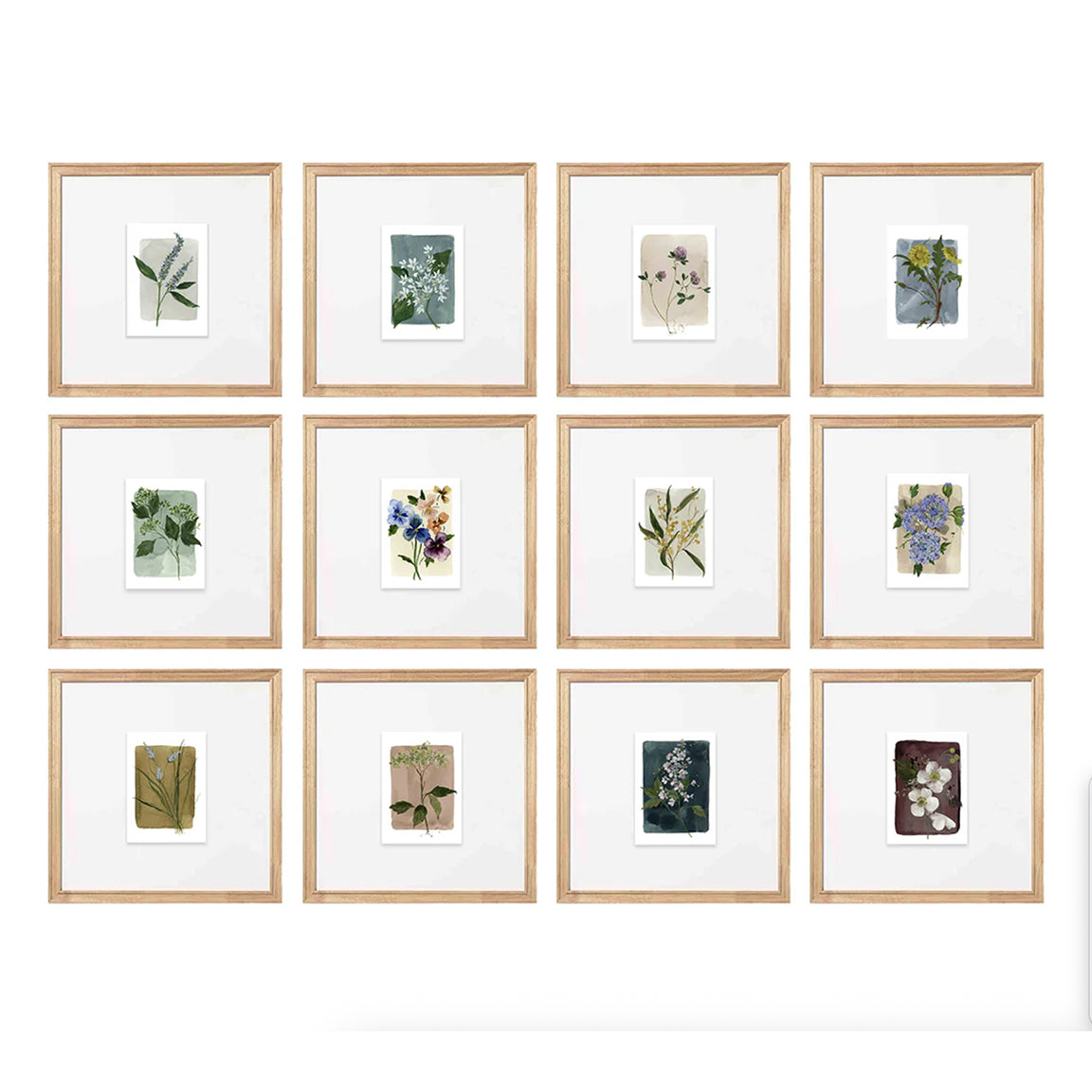 Collage of floral fine art prints featuring  reproductions of an original watercolor painting by Michigan artist Kelly Ventura.