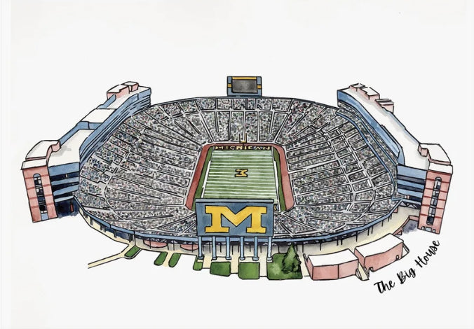 U of M The Big House - Fine Art Print by Abigail Leigh Designs
