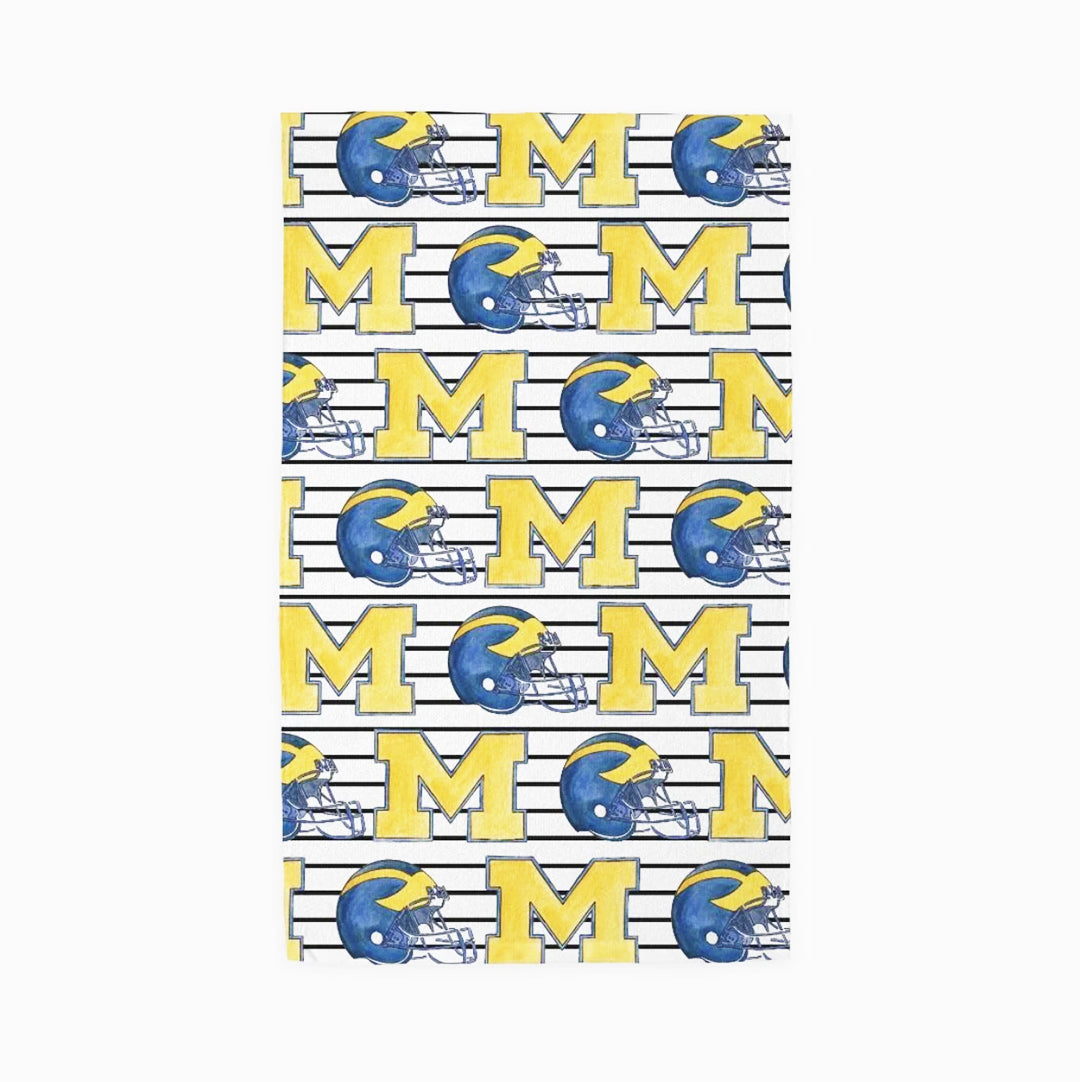 U of M Football Helmets Hand Towel by Abigail Leigh Designs.