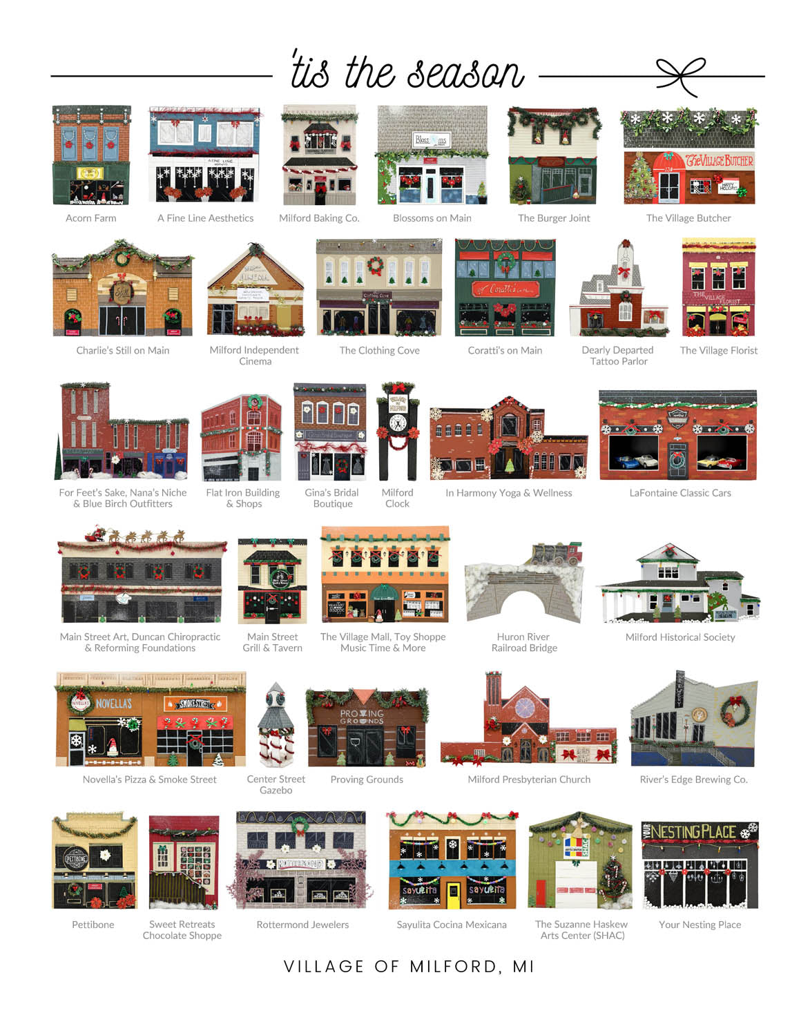 Village of Milford Holiday Print