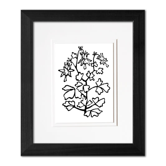 Columbine Wildflower Original Block Print