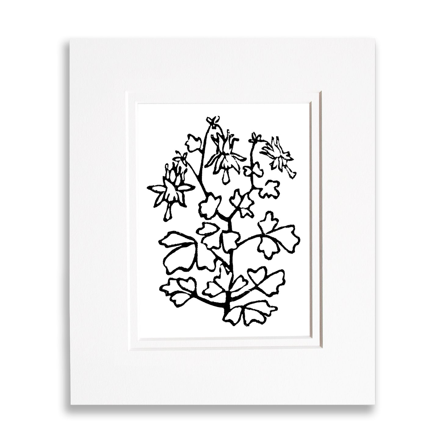 Columbine Wildflower Original Block Print
