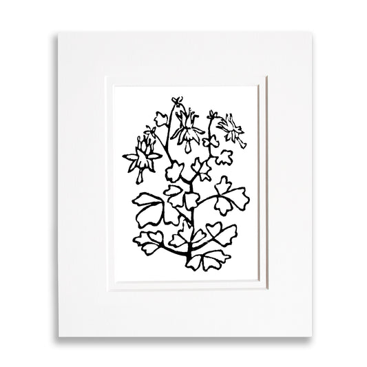 Columbine Wildflower Original Block Print