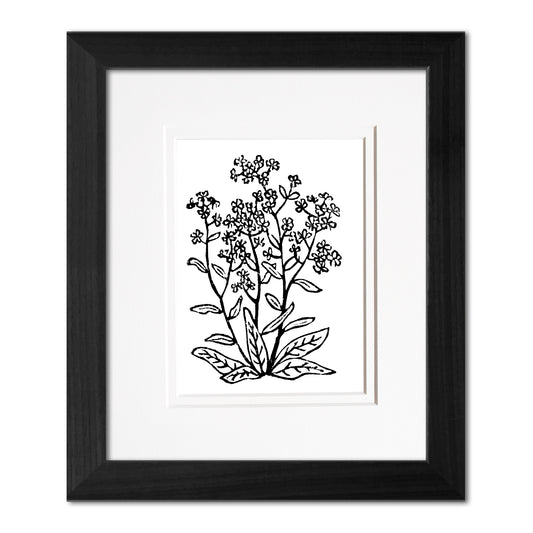 Forget Me Nots Wildflower Original Block Print