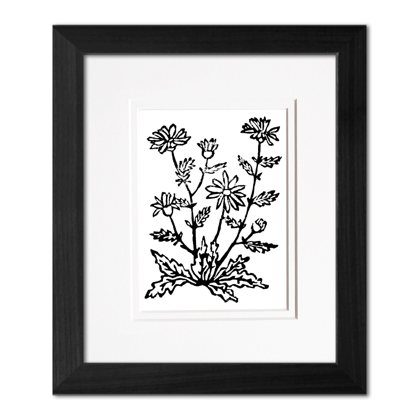 Oxeye Daisies Wildflower Original Block Print