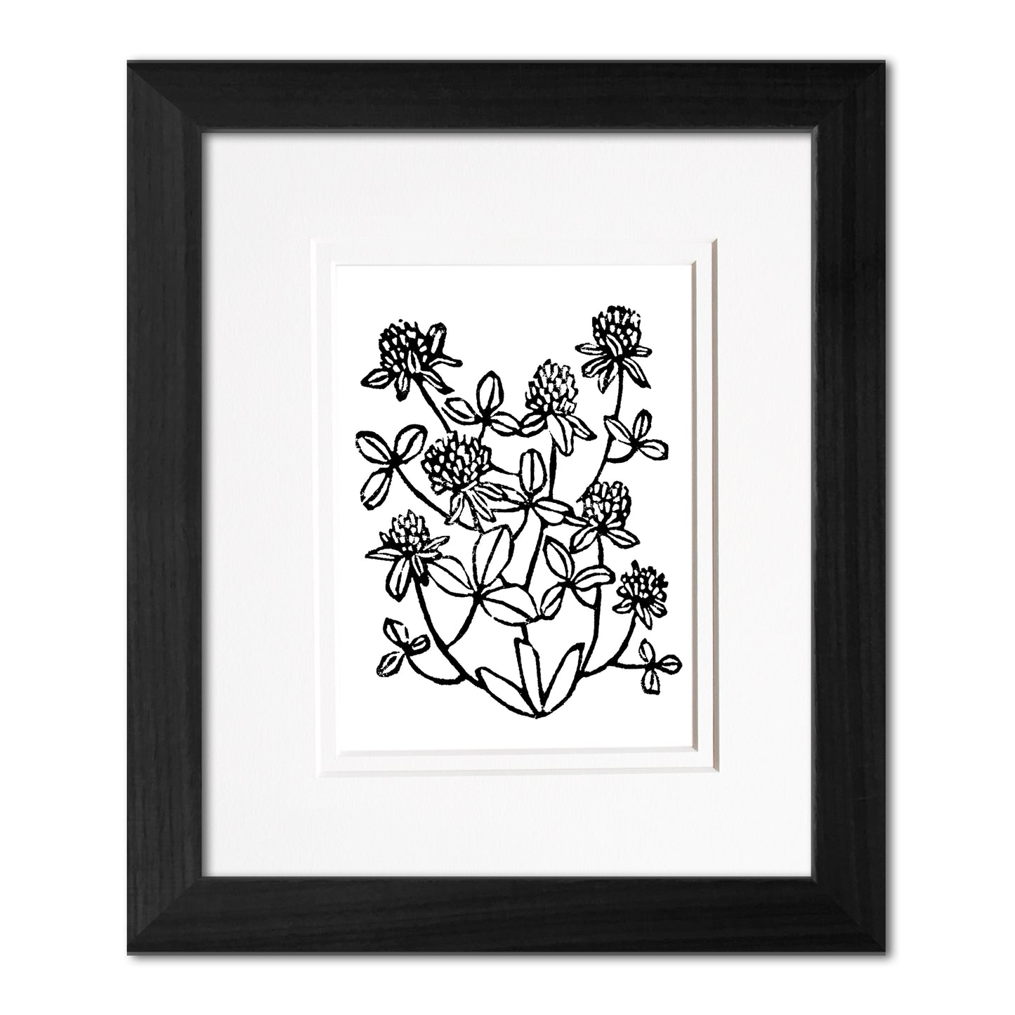 Red Clovers Wildflower Original Block Print