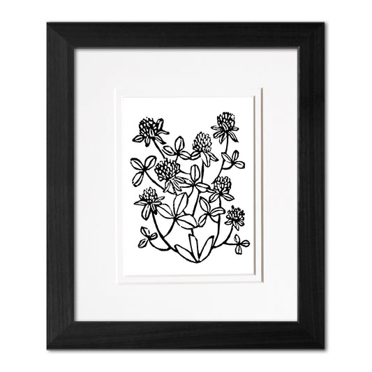 Red Clovers Wildflower Original Block Print