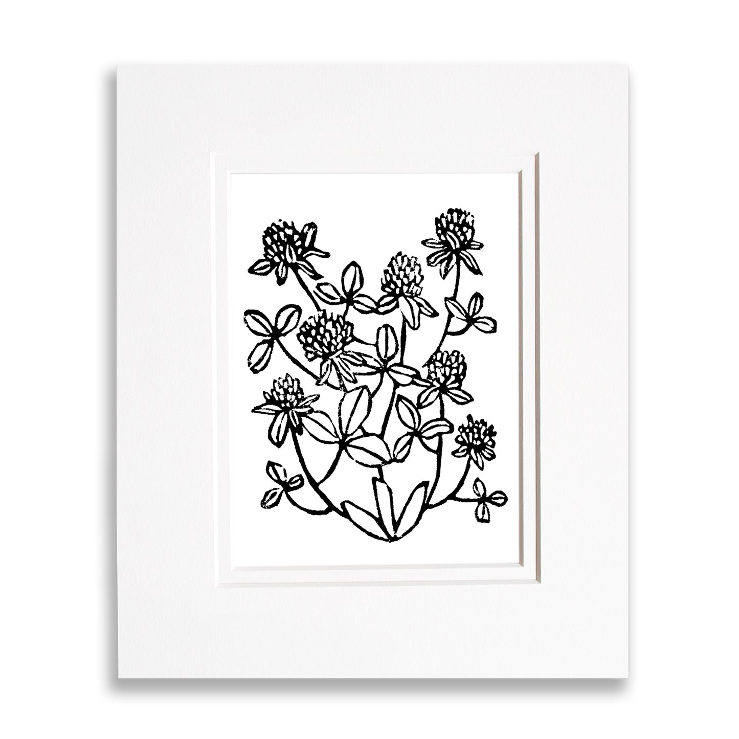 Red Clovers Wildflower Original Block Print