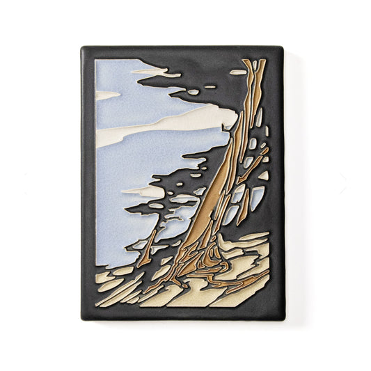 Windswept Cypress – 6x8 art tile by Motawi.