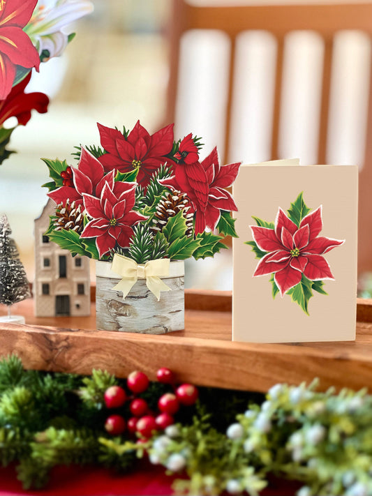 Mini Birch Poinsettia Pop-up Greeting Card