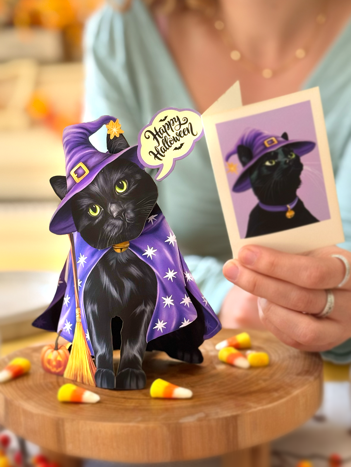 Halloween Cat Mini Pop-up Greeting Card
