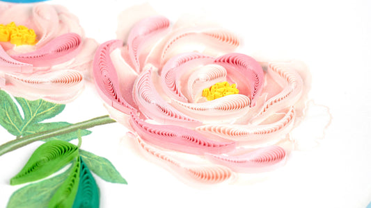 Quilled Bluebird & Peonies Greeting Card