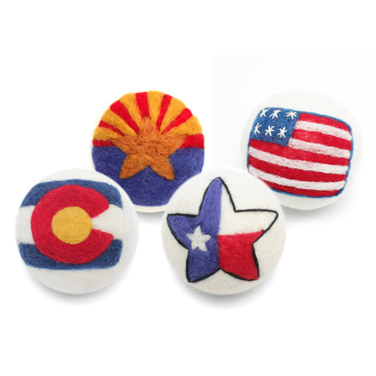 Flags: (USA, CO, TX, AZ) Eco Wool Dryer Balls: USA
