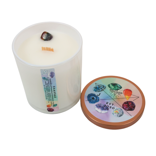 Chakras 12 oz Wooden Wick Candle