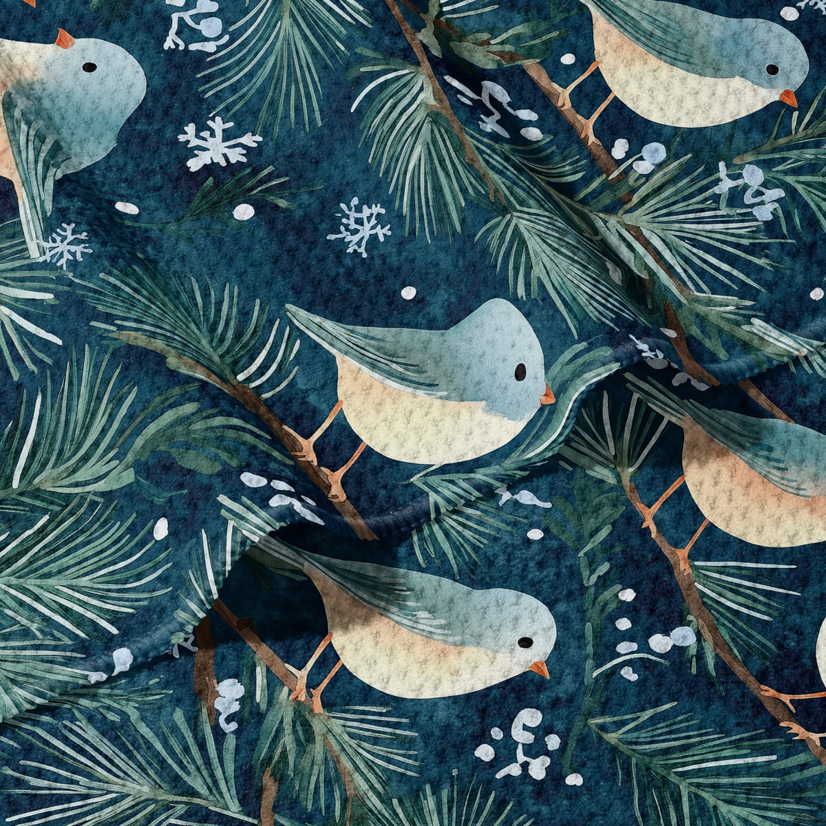 Pine Boughs and Birds Double Sided Waffle Dish Towel