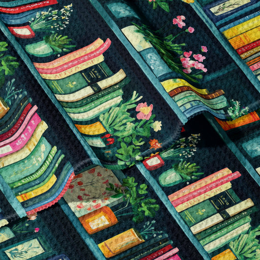 House Plants and Books Double Sided Waffle Dish Towel