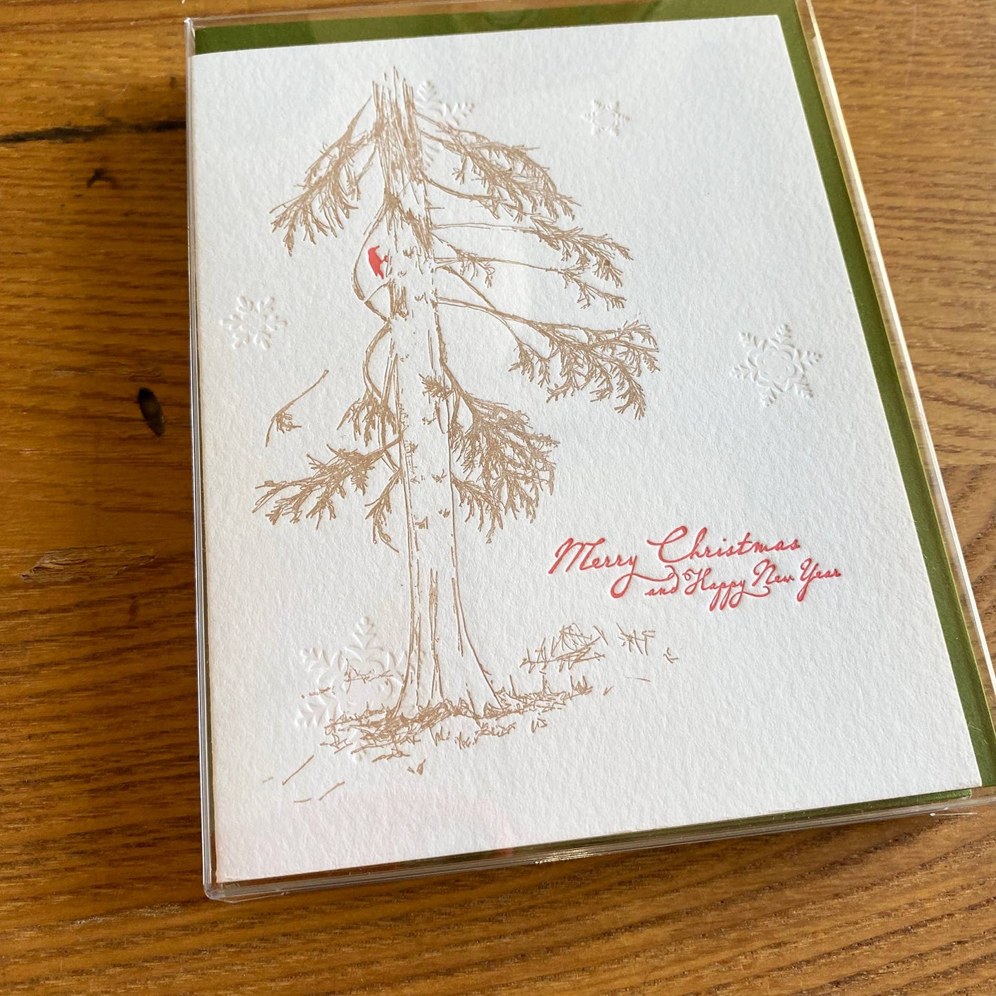 Merry Christmas Cedar Holiday Letterpress Card BOXED Set