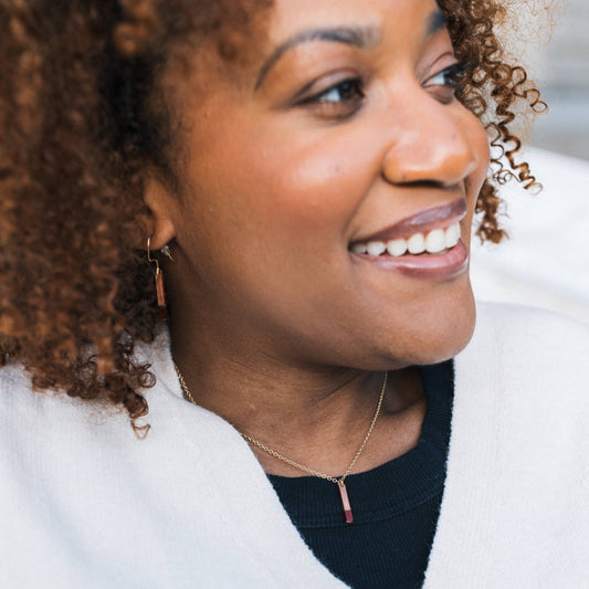 Get Ready copper hairpin necklace by Mend on the Move jewelry. Created from auto parts by abuse survivors in Detroit.