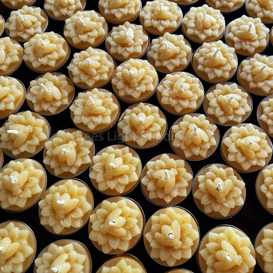 Honeybee Flower Beeswax Tealight Candle