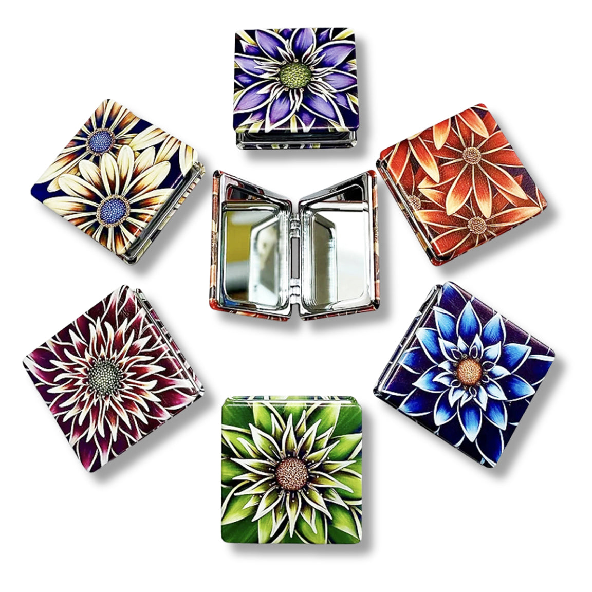 Compact Mirrors featuring floral art by Denise Cassidy.