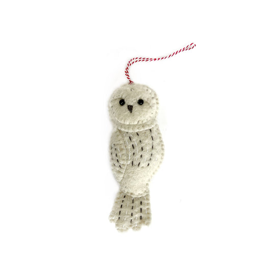 Snowy Owl Felt Wool Christmas Ornament