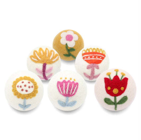 Flowers: Eco Wool Dryer Balls Fair Trade: Yellow/Blue