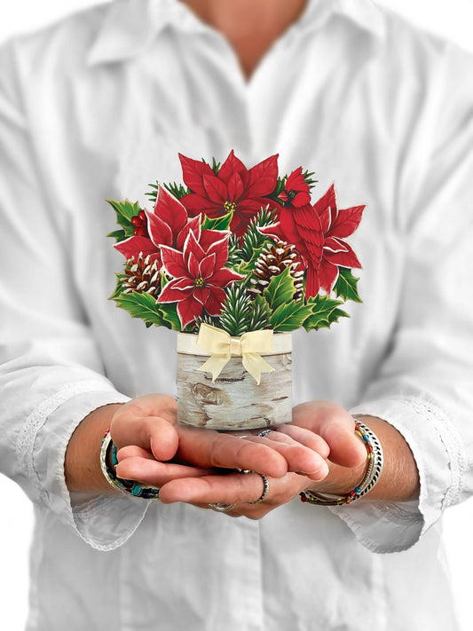 Mini Birch Poinsettia Pop-up Greeting Card