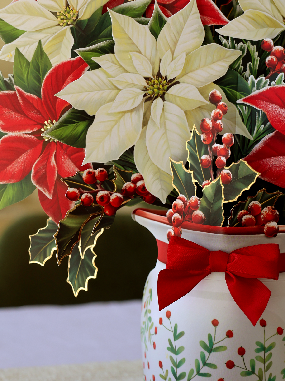 Festive Poinsettias Pop-Up Greeting Card