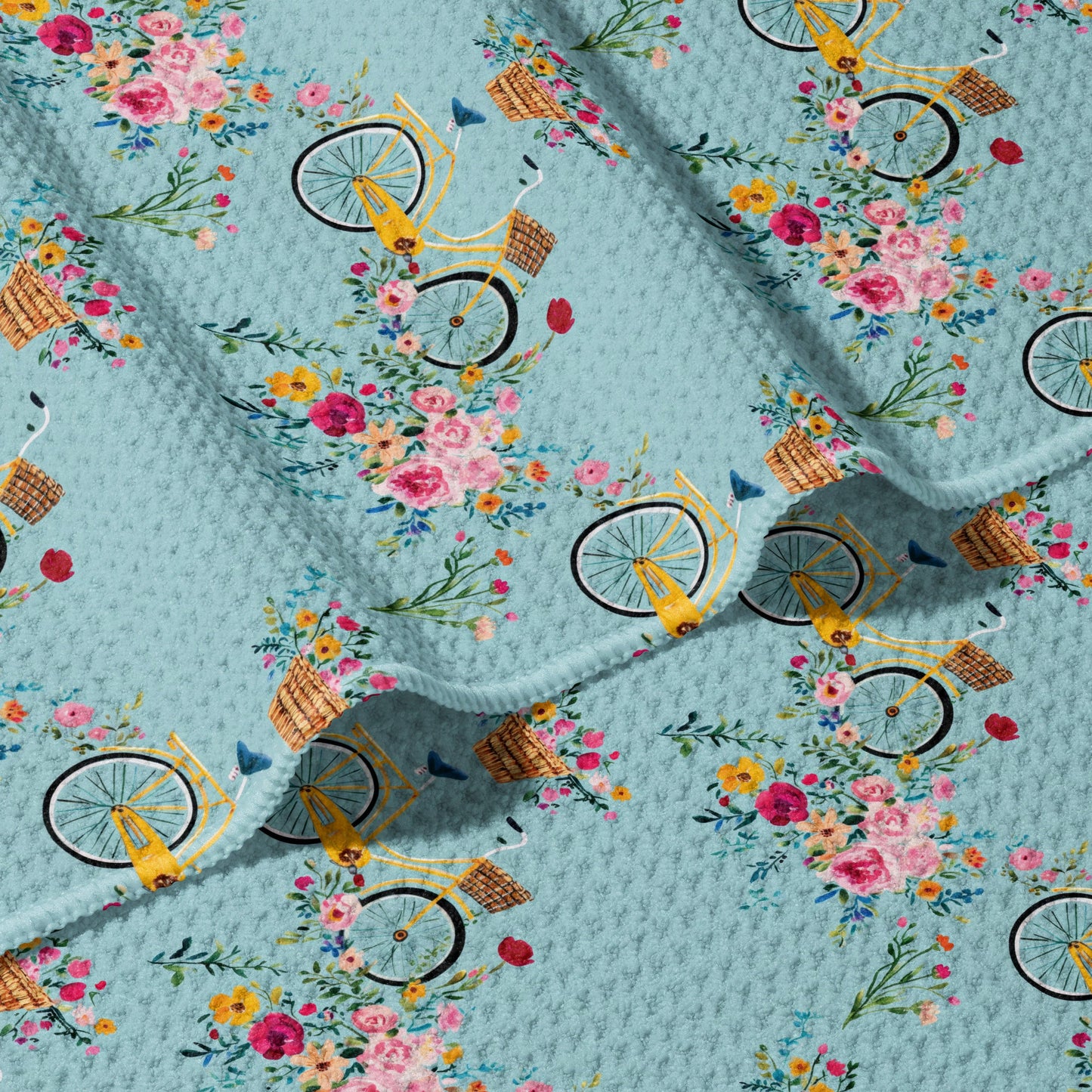 Bike Bouquet Double Sided Waffle Dish Towel