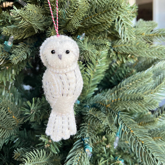 Snowy Owl Felt Wool Christmas Ornament