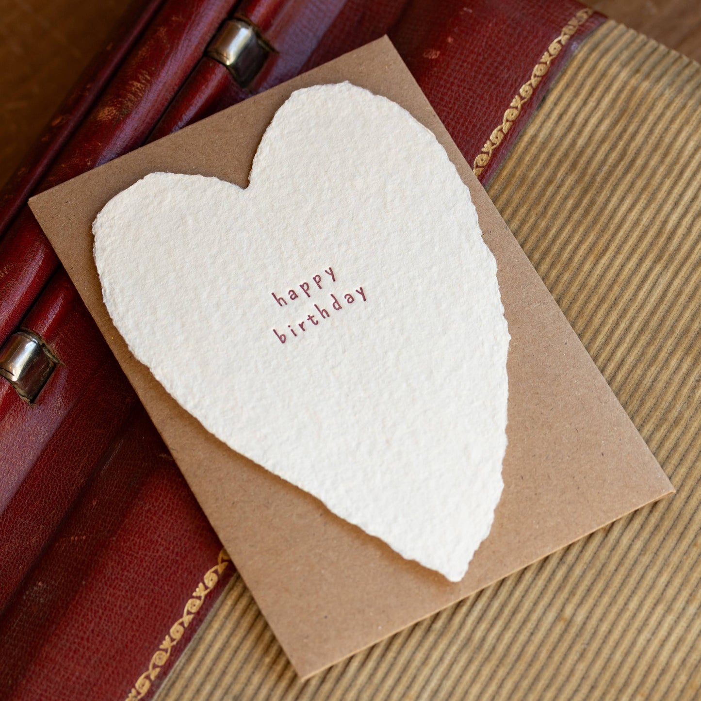 Happy Birthday Greeted Heart Handmade Paper Letterpress