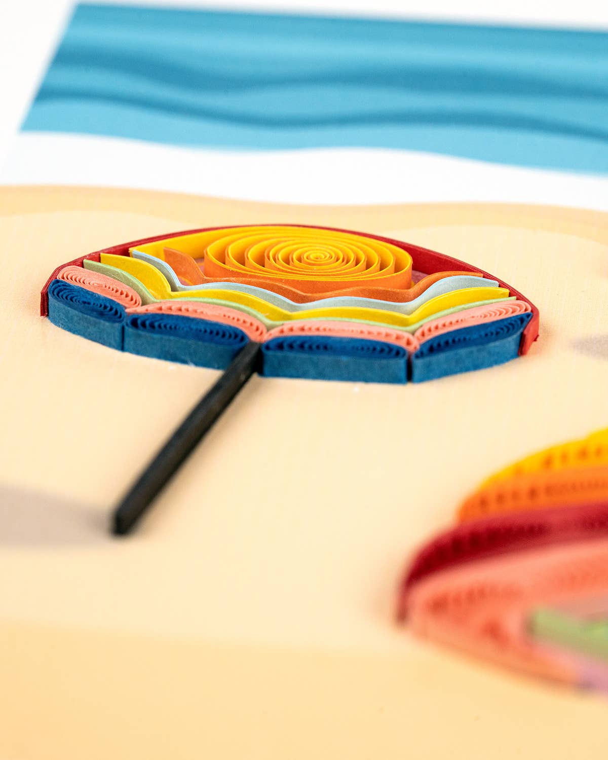 Colorful Beach Umbrellas Quilling Card