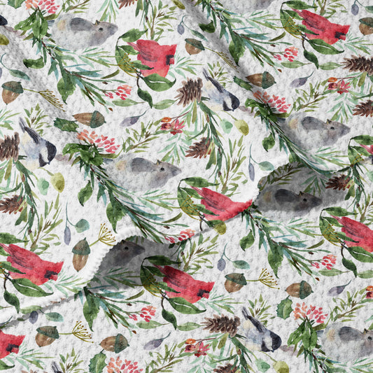 Forest Birds Double Sided Waffle Dish Towel