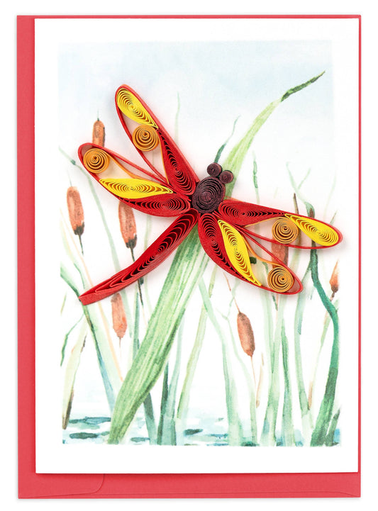 Red Dragonfly & Cattails Gift Enclosure Mini Card