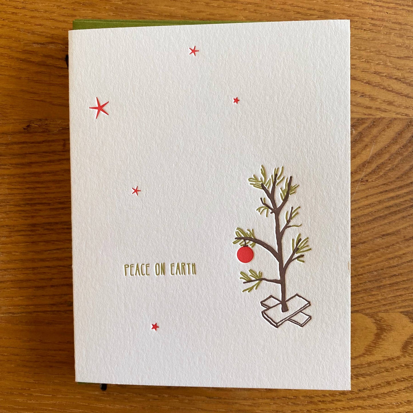 Holiday Letterpress Card Charlie Brown Tiny Tree BOXED SET