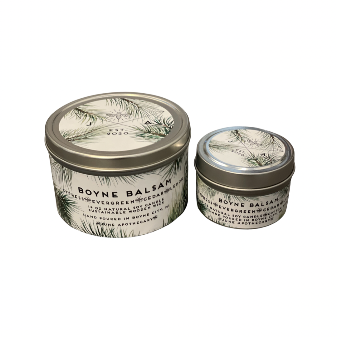 Boyne Balsam Wooden Wick 11 oz Tin Candle