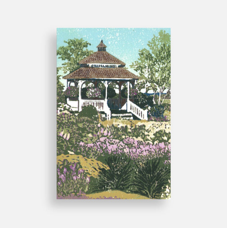 Mission Point Gazebo, a Mackinac Island Postcard by Natalia Wohletz of Peninsula Prints.