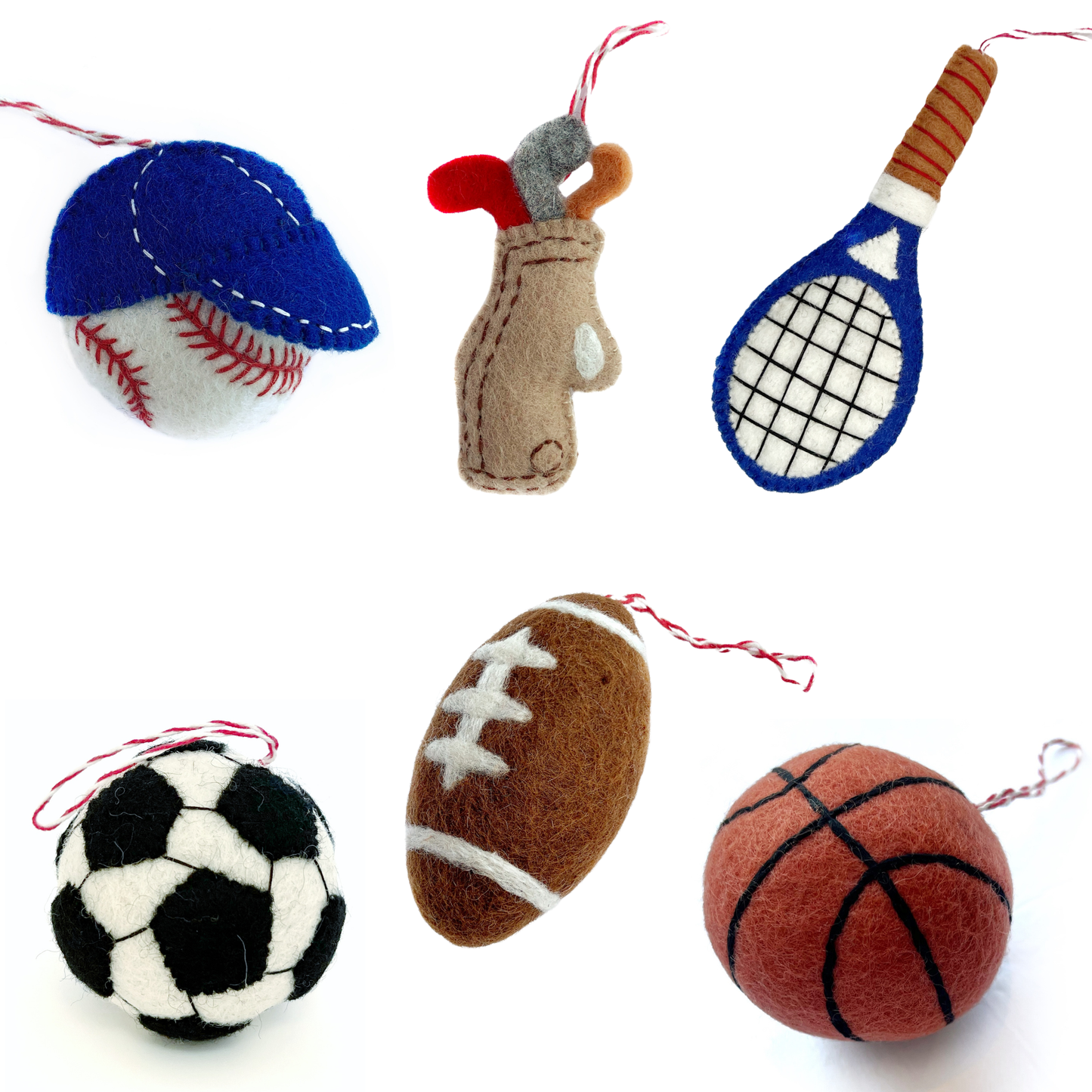 Sport Felt Wool Ornament Bundle