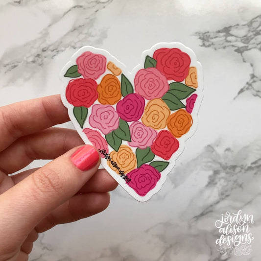 Floral Heart, Vinyl Sticker