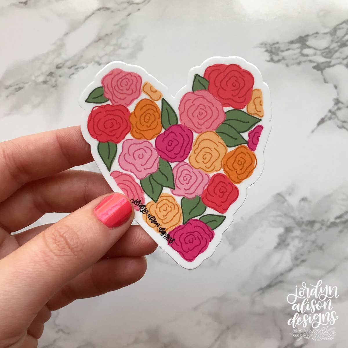 Floral Heart, Vinyl Sticker