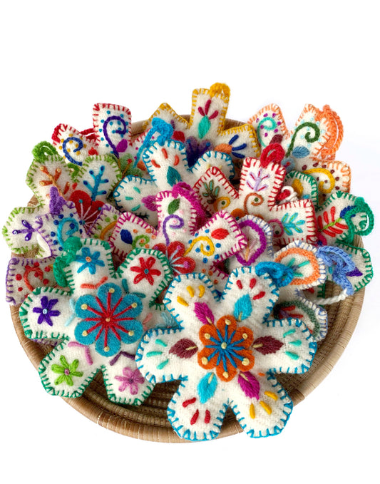 Snowflake Embroidered Felt Ornament