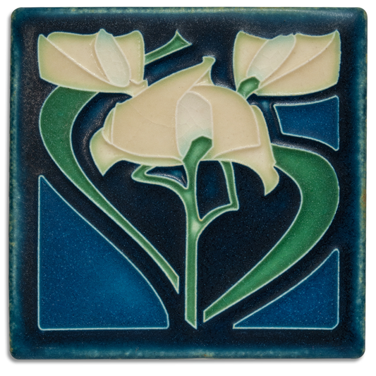 A gorgeous Arts Crafts floral motif art tile to add to your Motawi collection! Each art tile is handmade in Ann Arbor, Michigan. 