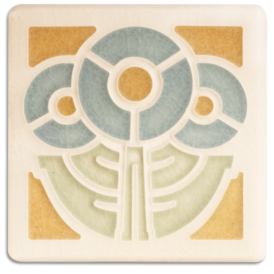 Round Flowers 4x4 art tile by Motawi