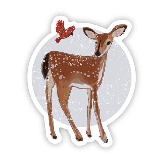 Fawn & Cardinal  Sticker