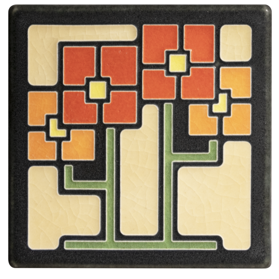 4x4 art tile titled Square Flowers by Motawi